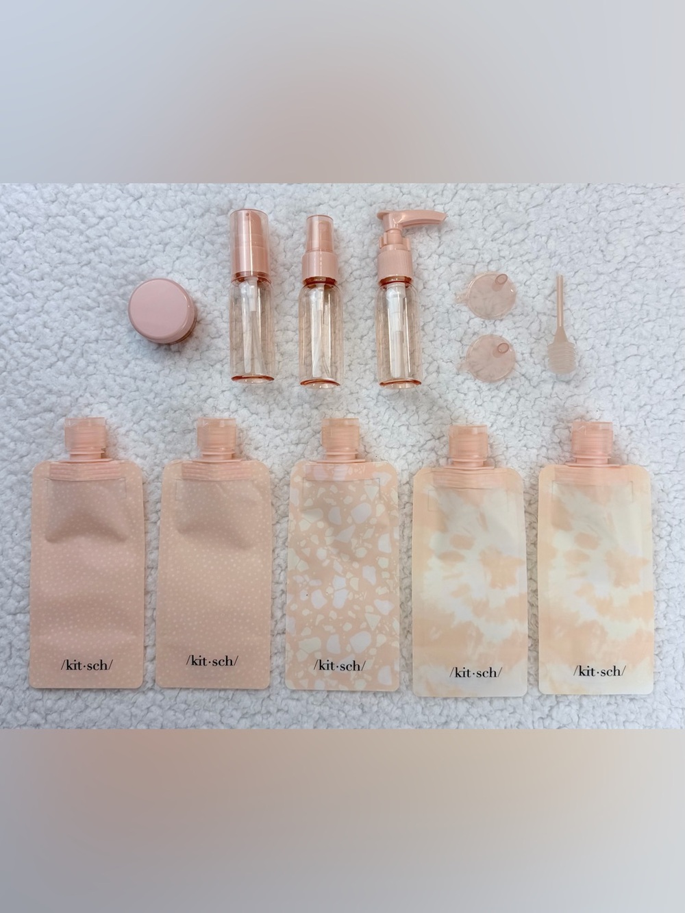 (NWOT) KITSCH • Peach & Cream 12-Piece Ultimate Travel Toiletry Container Set - Picture 6 of 6